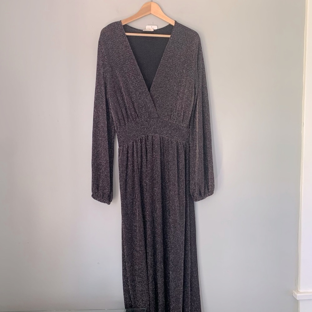 Blumin Apparel Full length Long Sleeve Black Sparkle Dress
